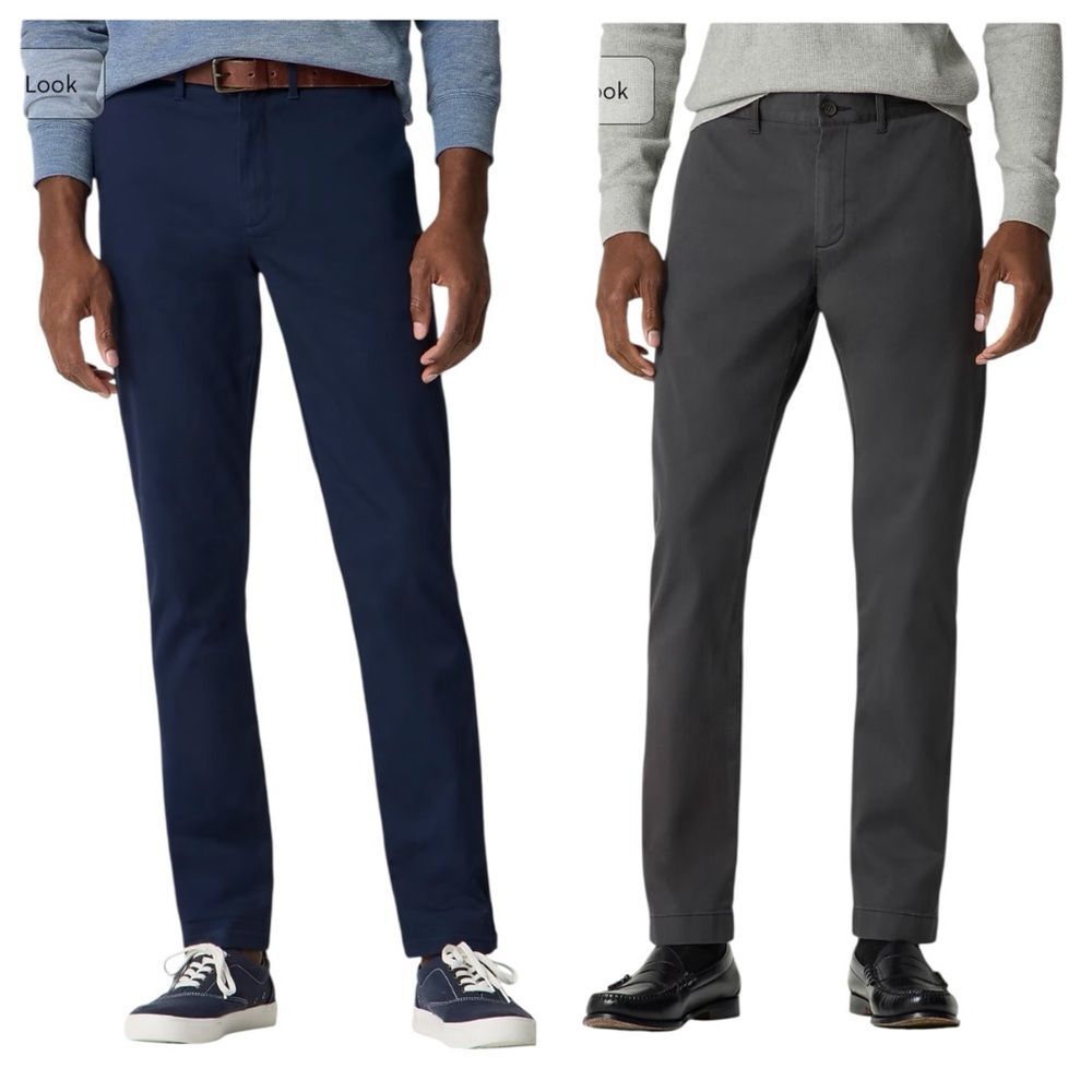 LOT Two Pair J.Crew Stretch Chinos Navy Blue Grey Pants 34x30